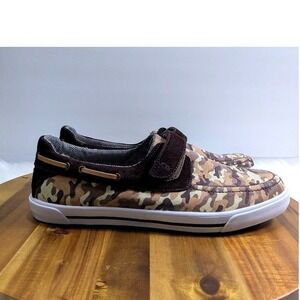 UGG Australia Kids Camo Canvas Size 6 Suede Boat Shoes Loafers 1004842K Brown